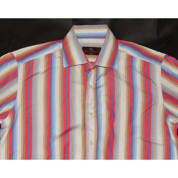 Etro Milano Men's Made In Italy Long Sleeve Button Front Striped Shirt Size 40 - Picture 4 of 8